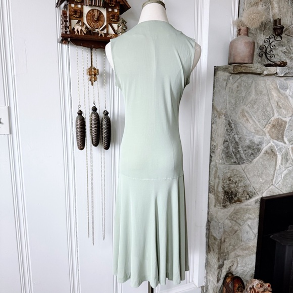 1970s Radley London Sage Green Drop Waist Vintage Designer Dress - Picture 6 of 10